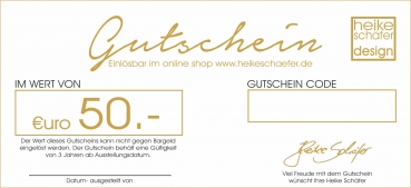 Heike Schäfer / € 50.- Geschenkgutschein - Die Geschenkidee für Kreative